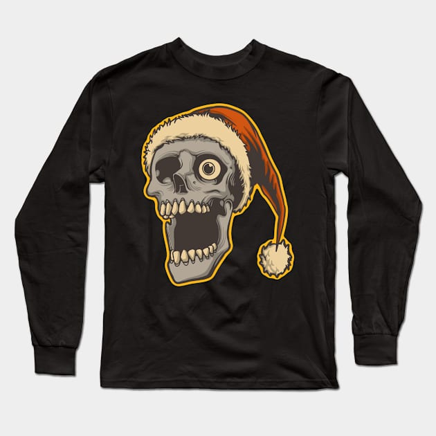 Skull Santa Long Sleeve T-Shirt by phsycartwork